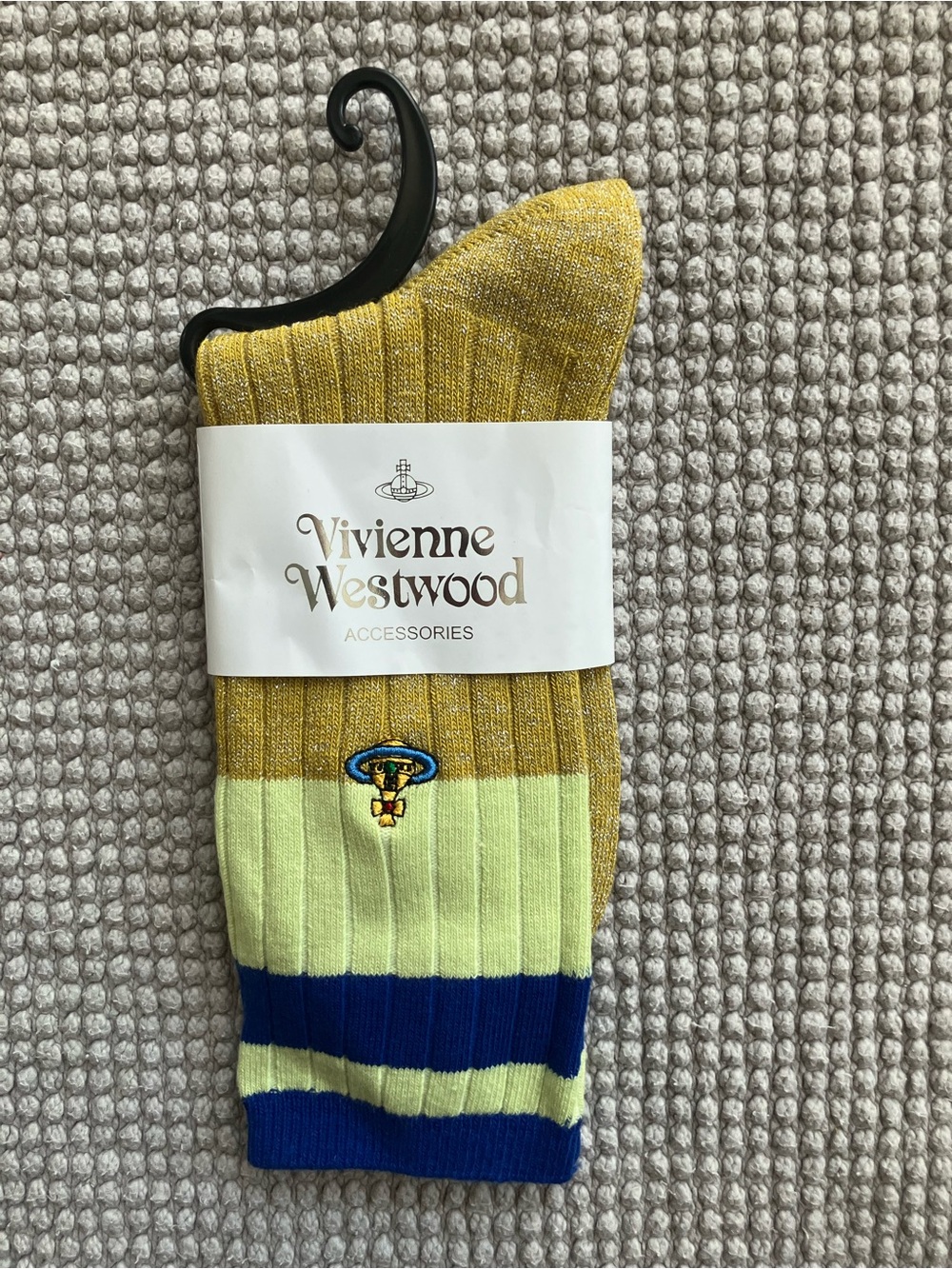 Vivienne Westwood Yellow, Lime & Blue Ribbed Crew Socks